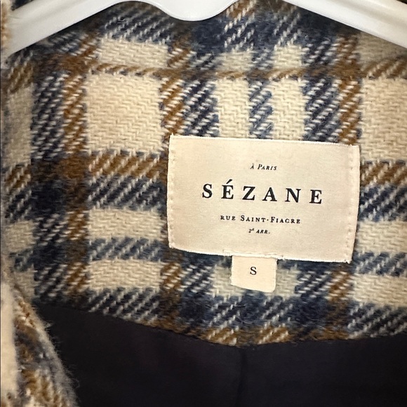 Sézane Will Jacket Plaid Wool Coat Size S - Picture 4 of 12